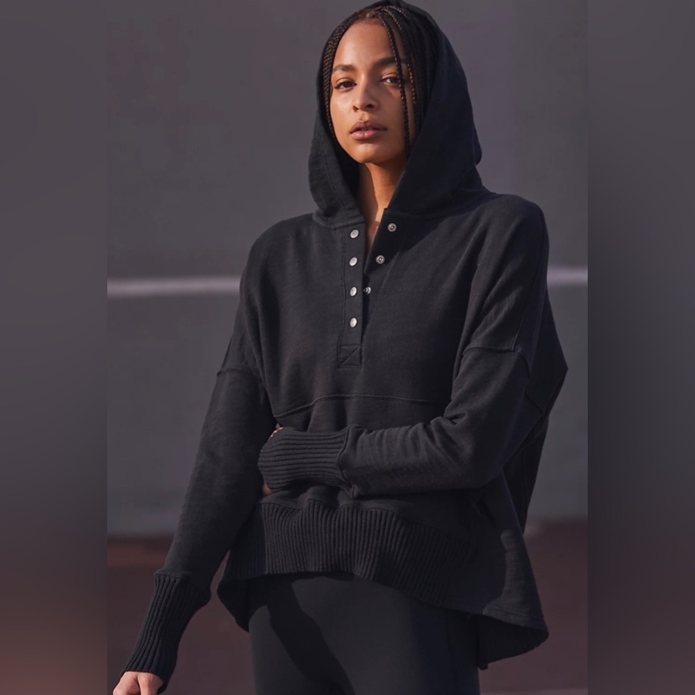 Free People Black Hooded Sweater